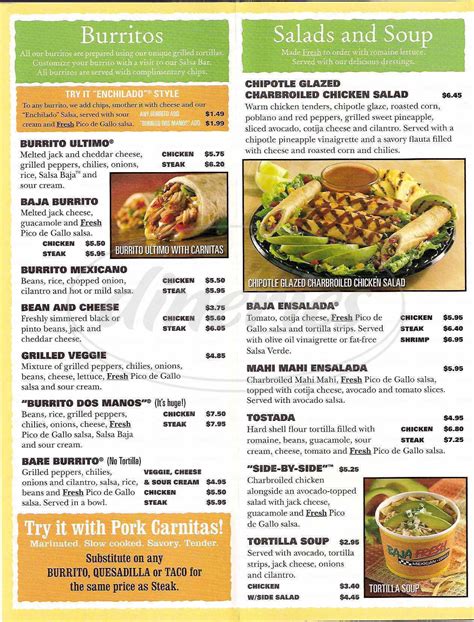 Baja Fresh Mexican Grill Menu Alhambra Dineries