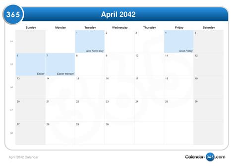 April 2042 Calendar