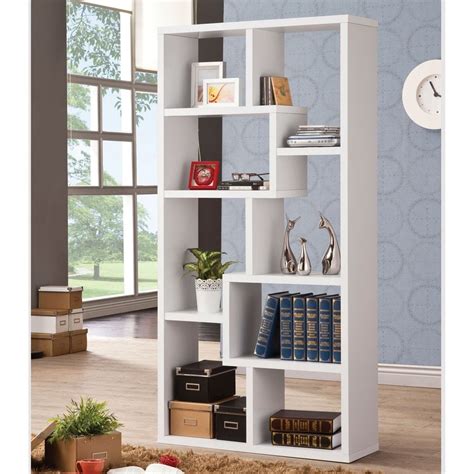 Coaster Fine Furniture White Wood 7 Shelf Bookcase At