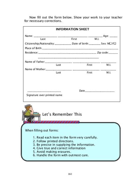 English 6 Dlp 64 Filling Out Information Sheet