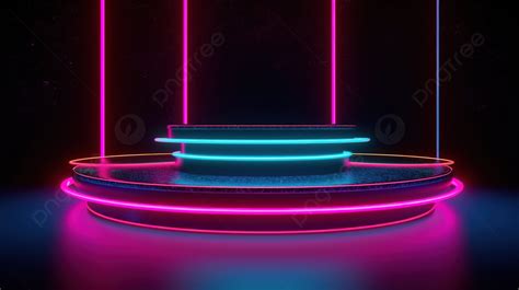 Circular Platform With Glowing Neon Lights Background 3d Cyber Monday Neon Light Glow Podium