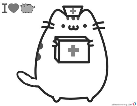 Pusheen Coloring Pages Doctor Cosplay Free Printable Coloring Pages