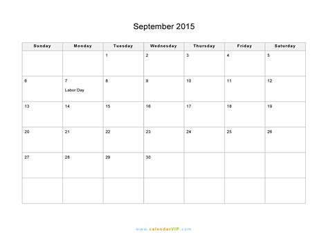 September 2015 Calendar Blank Printable Calendar Template In Pdf Word
