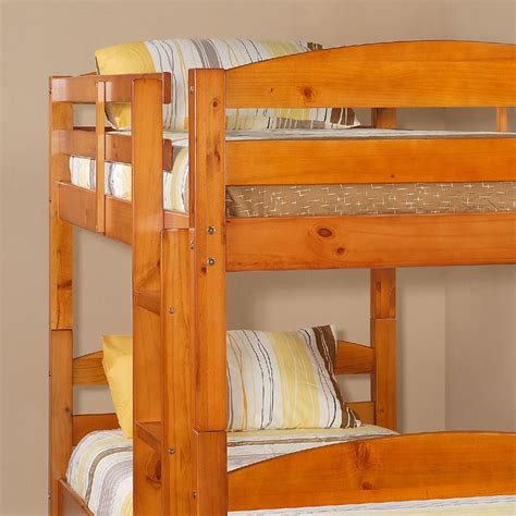 Walker Edison Solid Wood Twin Size Bunk Bed Honey Bwstothy