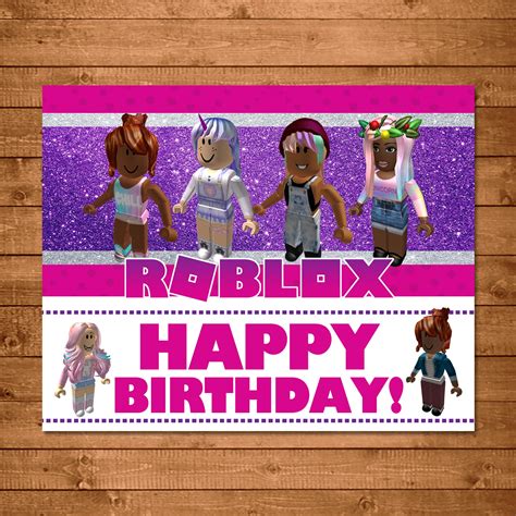 Girl Roblox Happy Birthday Sign Pink Roblox Poster Roblox