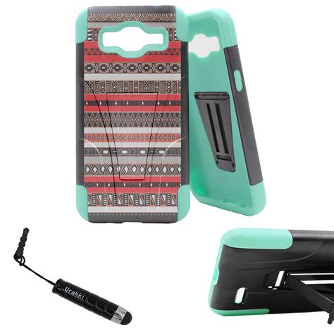 For Galaxy J3 Amp Prime Express Prime Teal Hybrid Combo Kickstand Cover