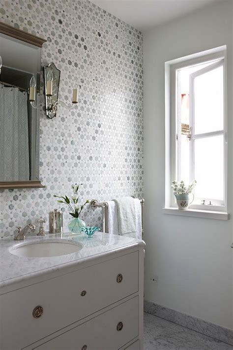 Sunflower Carrara Thassos Tile Transitional Bathroom