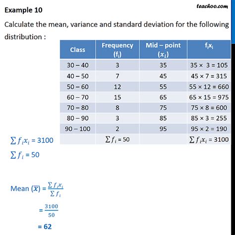 Example 10 Calculate Mean Variance Standard Deviation