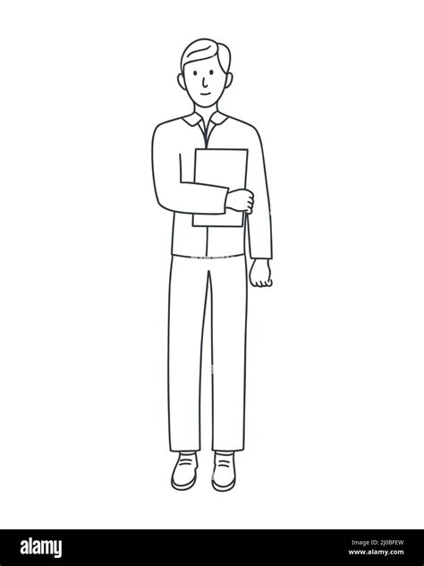 Man With Folder Doodle Style Isolated Vector Illustration Guy With