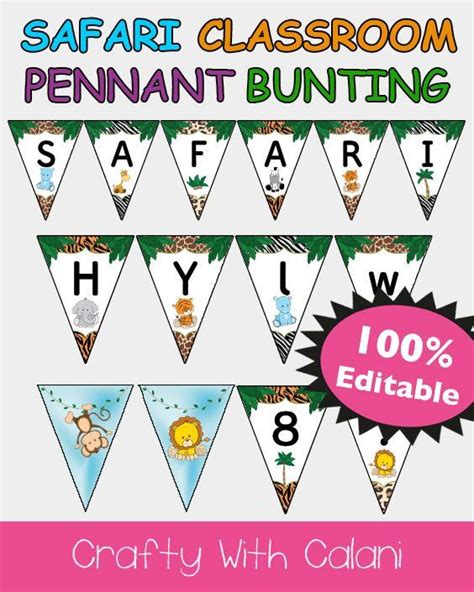 Pennant Bunting Classroom Decoration In Safari Theme 100 Editable