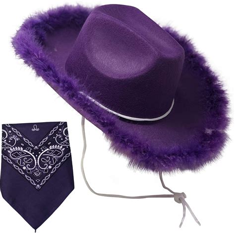 Purple Cowboy Hat Feather Boa Cowgirl Hat With Purple