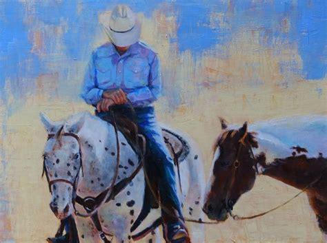 Horse Of A Different Color 12 X 16 Original Oil Western Art With Two