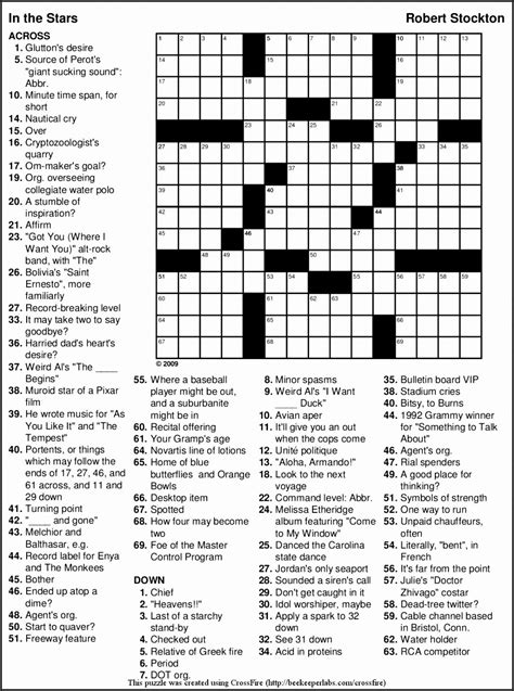 Large Print Easy Printable Crossword Puzzles The