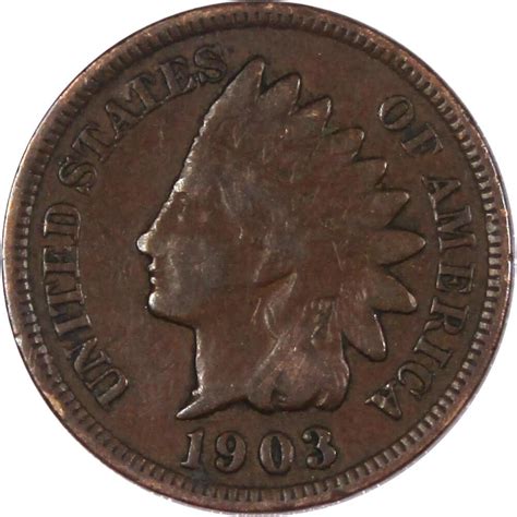 1903 Indian Head Cent Vg Very Good Bronze Penny 1c Coin Collectible Ebay