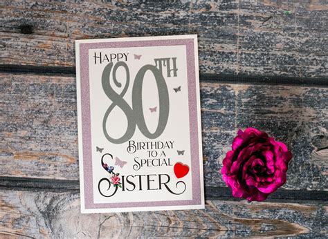 80th Birthday Card To A Special Sister Heartfelt Sentiment 80 Etsy
