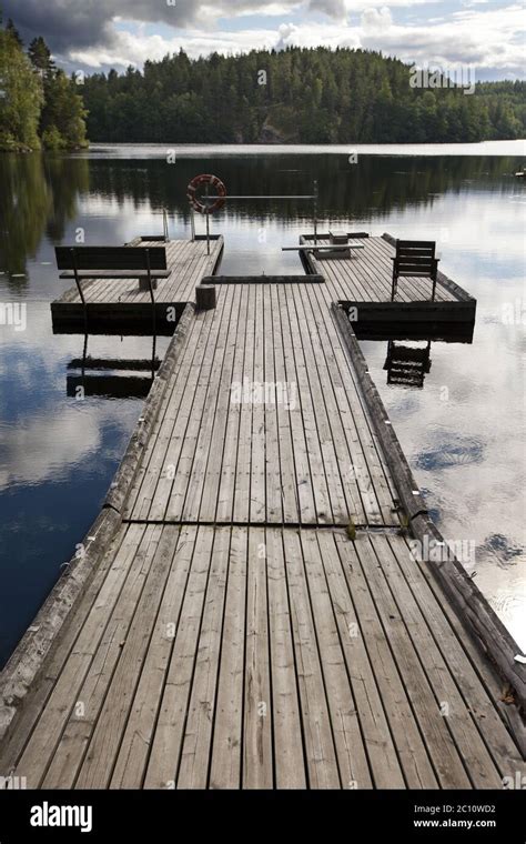 The Mooring On The Forest Lake Finland Stock Photo Alamy