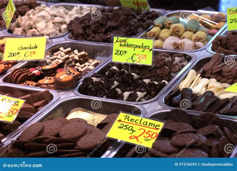 Chocolates At Display On Market Stall Stock Image Image Of Store