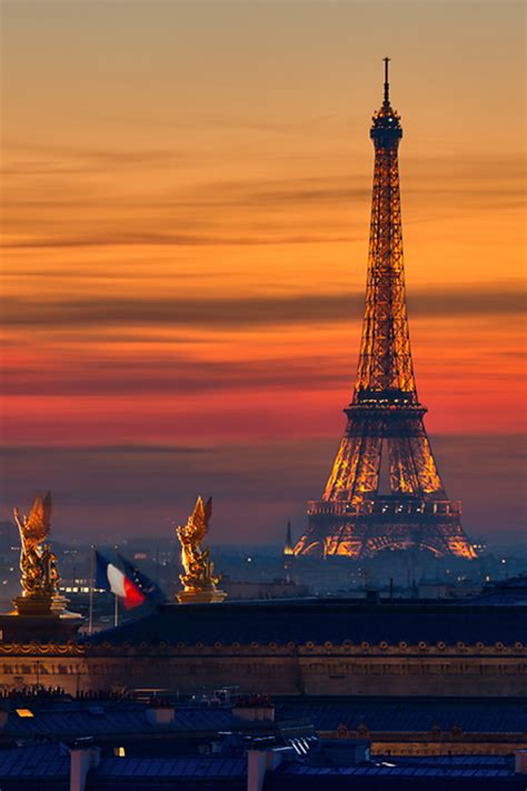 Eiffel Tower Sunset In Paris France Tour Eiffel
