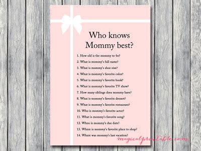 Play this gender neutral who knows mommy best baby shower game with your family and friends at your next baby shower. Tiffany Pink Baby Shower Games - Magical Printable