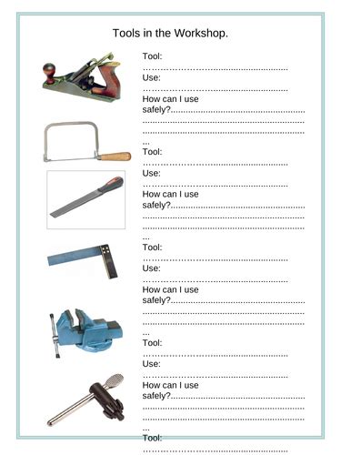 Ks3 Design Technology Tools Worksheets Teaching Resources
