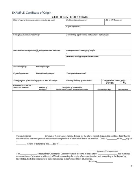 Printable Certificate Of Origin Form Printable Forms Free Online