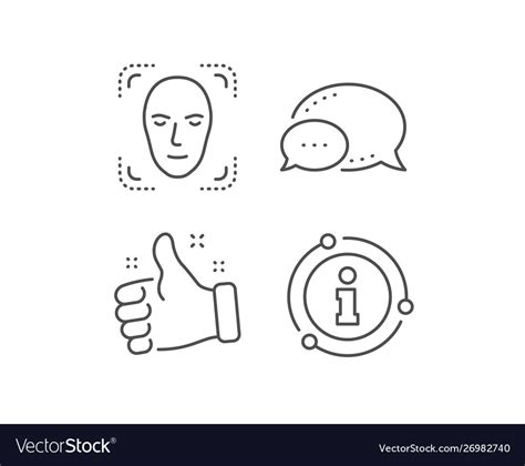Face Detection Line Icon Head Recognition Sign Vector Image
