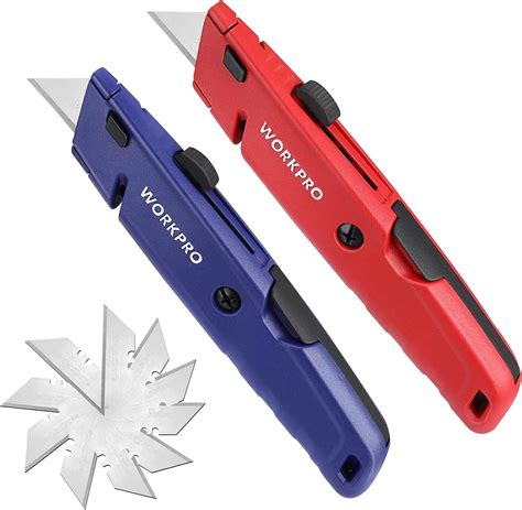 Workpro Retractable Box Cutters With Extra Blade Storage Quick Change