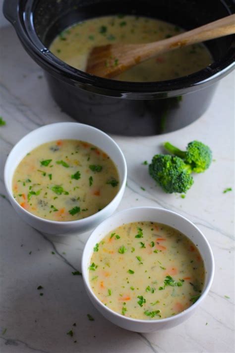Slow Cooker Light And Creamy Broccoli Soup ~ Talking Meals