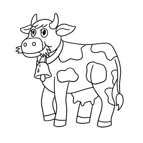Página para colorir de vaca isolada para crianças Vetor Premium