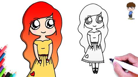 Cómo dibujar una chica pelirroja paso a paso fácil Tumblr Girl Drawing Tutorial