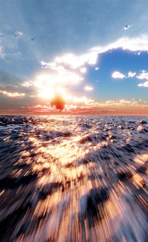 ArtStation - Helicopter Flying Over Ocean