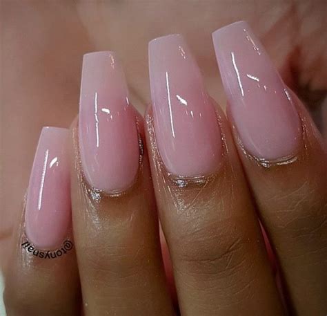 Shiny Pink Coffin Nails Pink Acrylic Nails Light Pink Nails Pink Nails