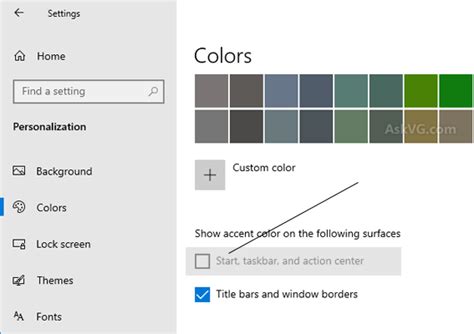 Fix Show Accent Color On Start Taskbar And Action Center Option