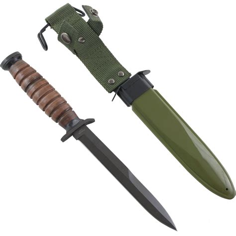 Wwii World War Ii Replica M3 Trench Knife Fixed Blade Leather Wrapped