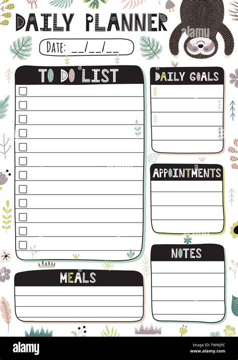 Daily Planner Template With A4 Format Organizer And Schedule With A