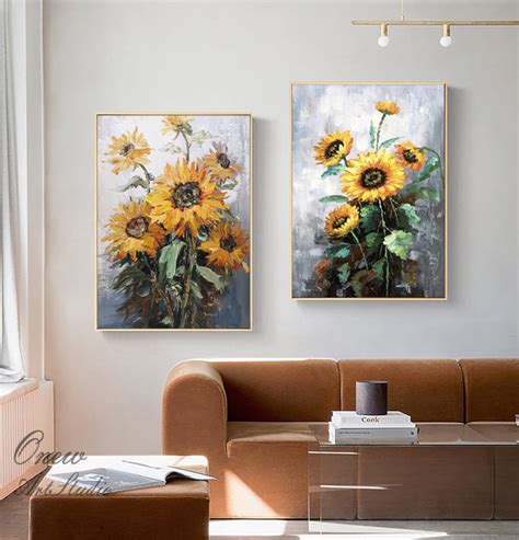 Original Sunflowers Oil Painting On Canvas Impressionist Etsy