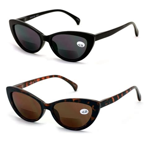 2 pairs bifocal women outdoor reading sunglasses vintage readers cateye tortoise black 1 25