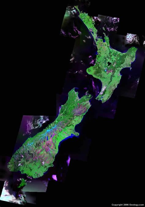 New Zealand Map And Satellite Image