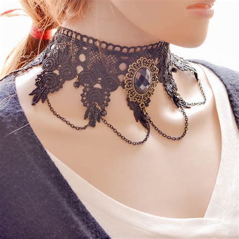 gothic choker necklaces gothic vintage lace necklaces and pendants women accessories choker