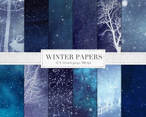 Winter Digital Paper Winter Scrapbook Paper Snow Winter Etsy Uk