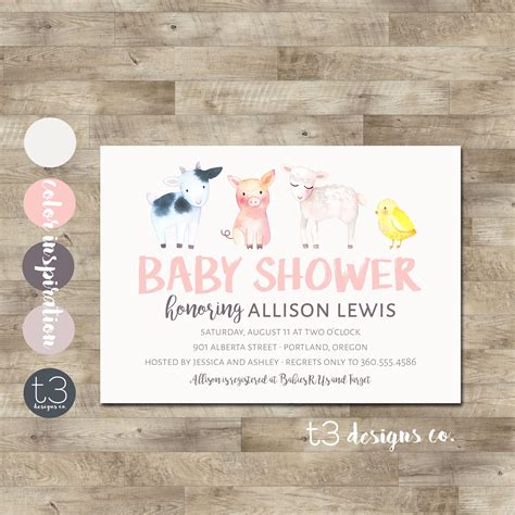 Farm Friends Baby Shower Invitation Baby Shower Invite Farm Etsy