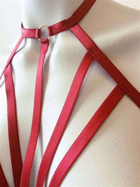 Red Body Harness Lingerie LYRA Body Harnesses Strappy Etsy