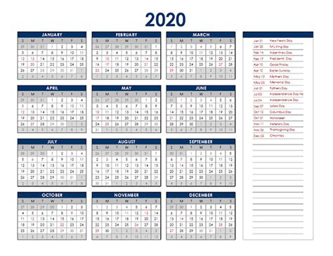 2022 Year At A Glance Calendar With Australia Holidays 2022 Uae