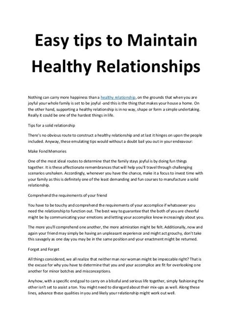 Easy Tips To Maintain Healthy Relationships