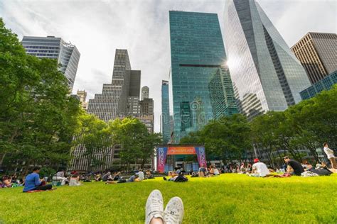 Bryant Park Also Known As Manhattan`s Town Square Nyc Editorial Photography Image Of Apple