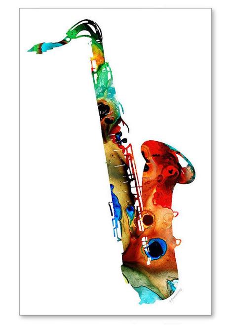 Saxophone Music Art Print From Painting Colorful Musical Jazz Band Rock