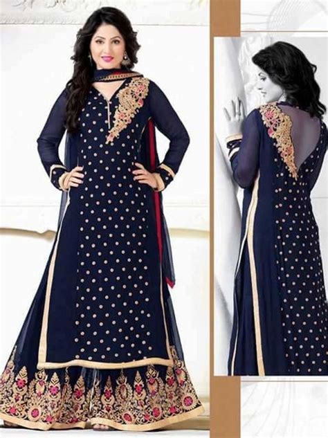 Blue Georgette Embroidered Semistitched Salwar With Dupatta Maa Fashion 797238