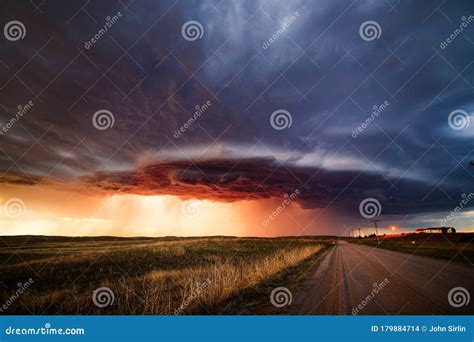 Dramatic Sky With Ominous Storm Clouds At Sunset Stock Photo Image