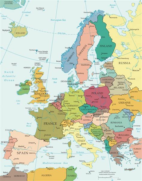 Mapa De Europa Con Nombres Y Divisi N Politica Para Imprimir