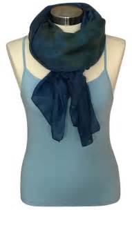 Blue Scarf Long Handmade Silk Scarf Eco Print Blue Indigo Silk Scarf
